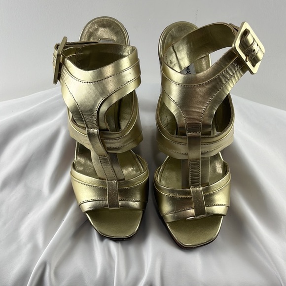 Steve Madden Metallic Gold Strappy Heeled Sandals - Picture 2 of 10